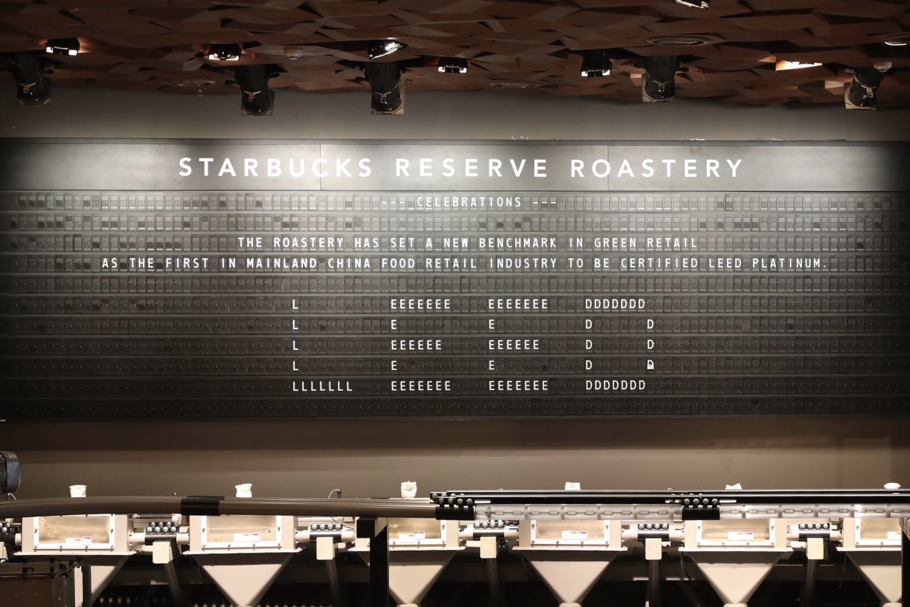 LEED letters on Roastery clacker board